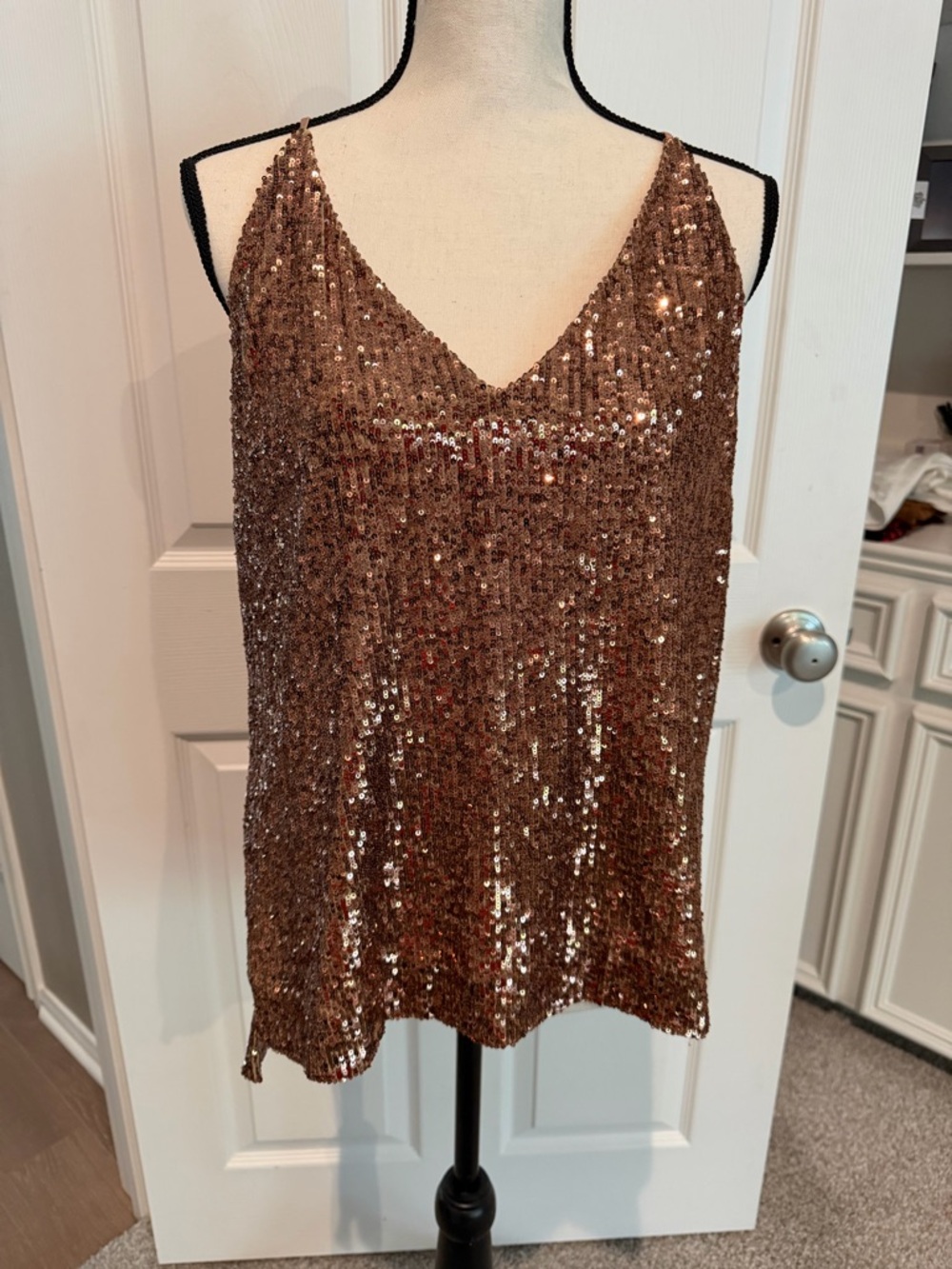 Gianni Bini Bronze Sequin V-Neck Camisole